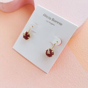 Alicia Bonnie - Gem Star Raspberry Labradorite Gold Earrings - NEW